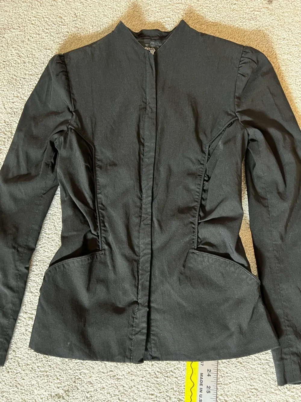Vintage Bebe jacket Zip-up Black Blazer Y2K 90s Sz S Ruched Hard To Find #F USA